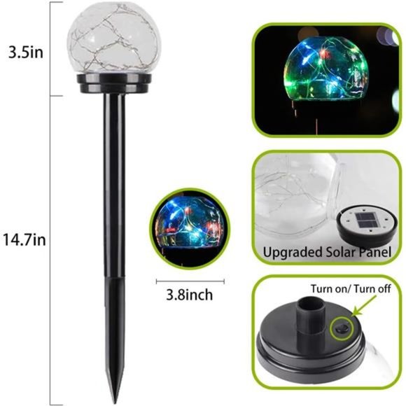 Ultra Luma Solar Pathway LED Lights 8 Color Changing Outdoor  Solar Lights Pathway Outdoor Solar Garde Stake LED Colour Changing   (4 Pack)
